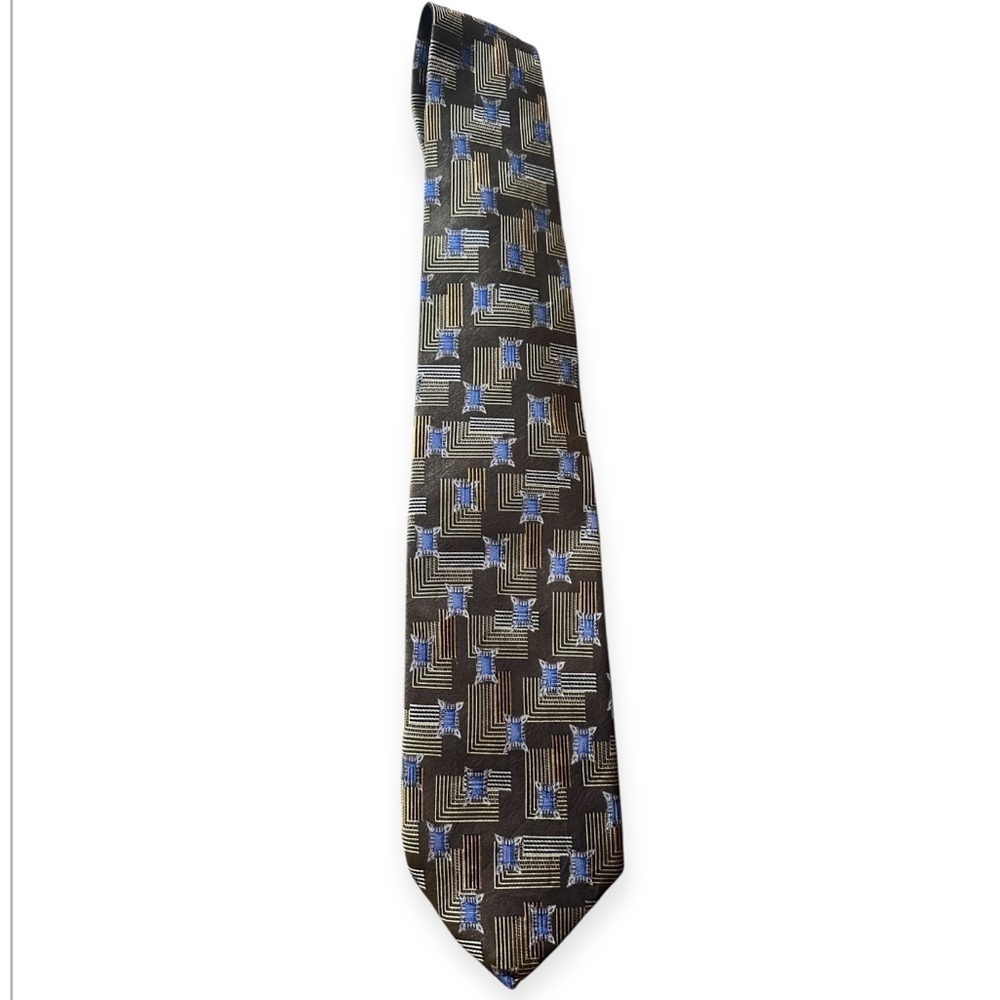 NWT Robert Talbott Geometric Patterned Tie - Black and Blue